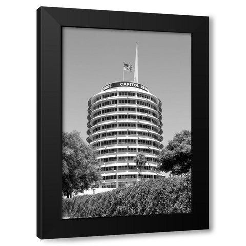 The Capitol Records Tower Los Angeles California Black Modern Wood Framed Art Print by Highsmith, Carol