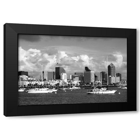 Cityscape San Diego California Black Modern Wood Framed Art Print with Double Matting by Highsmith, Carol
