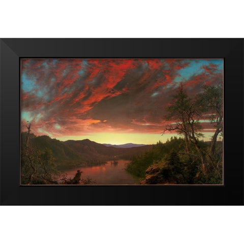 Twilight in the Wilderness Black Modern Wood Framed Art Print by Church, Frederic Edwin