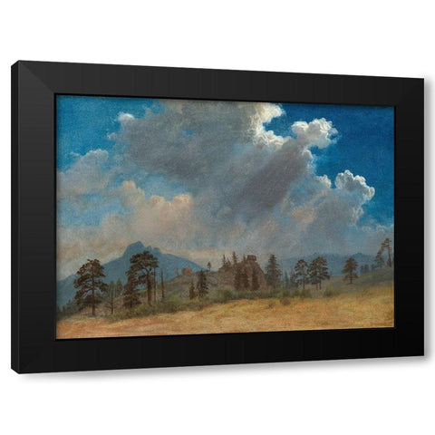 Fir Trees and Storm Clouds Black Modern Wood Framed Art Print with Double Matting by Bierstadt, Albert