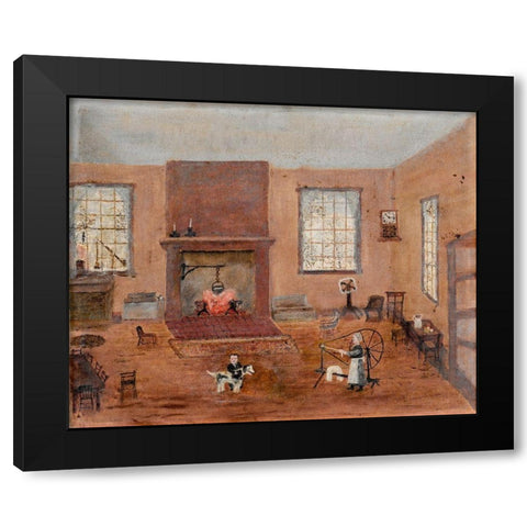 In the Kitchen Black Modern Wood Framed Art Print by Case, Frank E