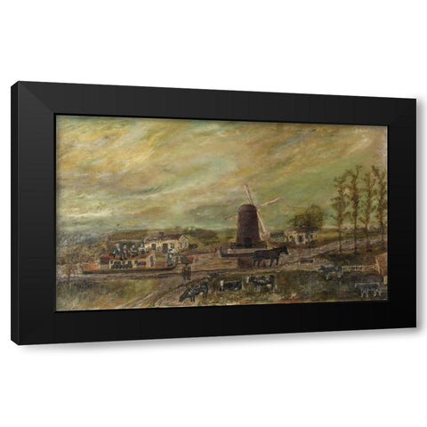 The Windmill Black Modern Wood Framed Art Print by Case, Frank E