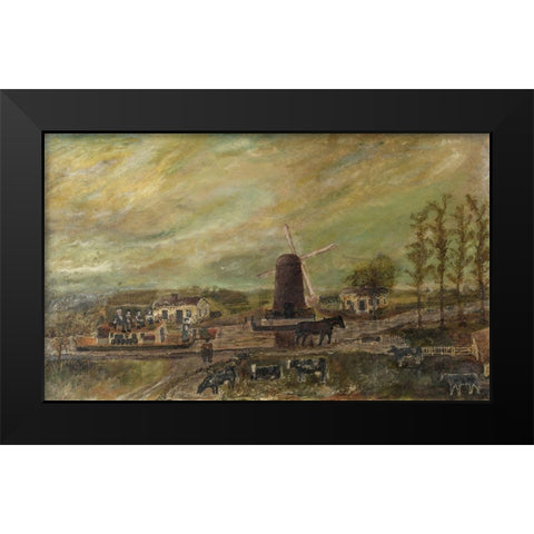 The Windmill Black Modern Wood Framed Art Print by Case, Frank E
