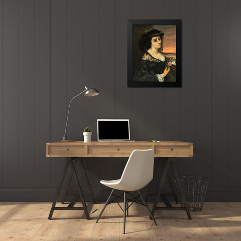 Mme Laure Borreau Black Modern Wood Framed Art Print by Courbet, Gustave