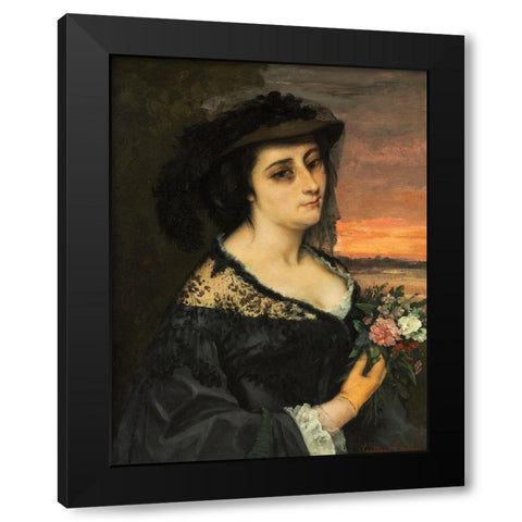 Mme Laure Borreau Black Modern Wood Framed Art Print by Courbet, Gustave