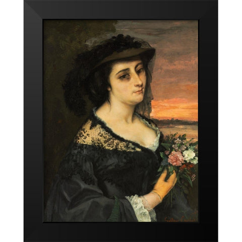 Mme Laure Borreau Black Modern Wood Framed Art Print by Courbet, Gustave