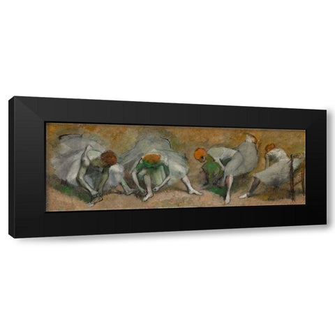 Frieze of Dancers Black Modern Wood Framed Art Print with Double Matting by Degas, Edgar