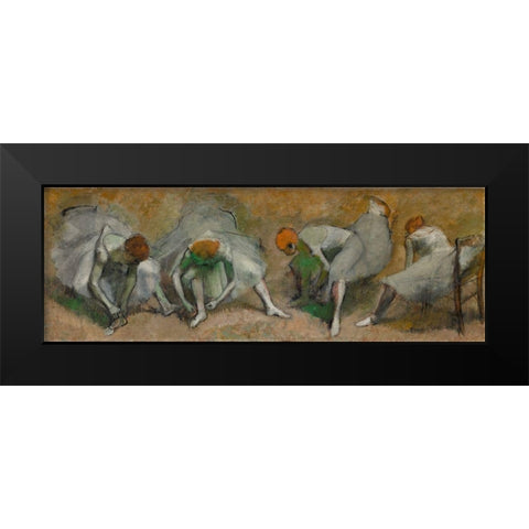 Frieze of Dancers Black Modern Wood Framed Art Print by Degas, Edgar