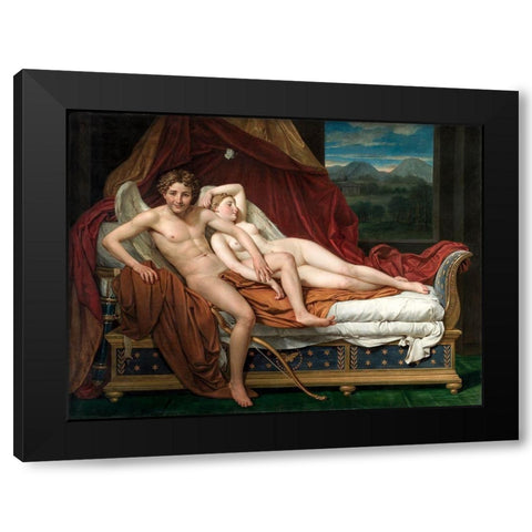 Cupid and Psyche Black Modern Wood Framed Art Print by David, Jacques Louis