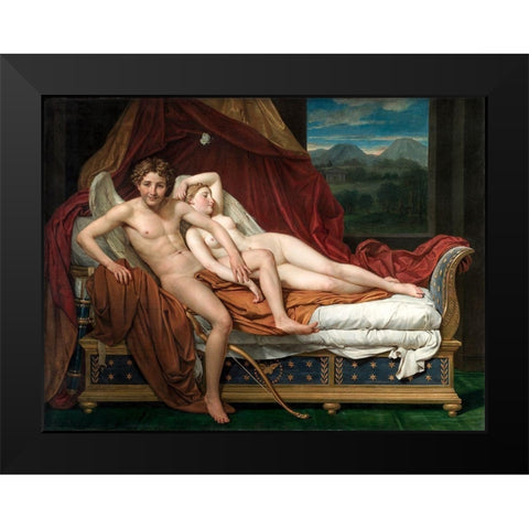 Cupid and Psyche Black Modern Wood Framed Art Print by David, Jacques Louis