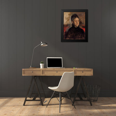 Stefanina Primicile Carafa, Marchioness of Cicerale and Duchess of Montejasi Black Modern Wood Framed Art Print by Degas, Edgar