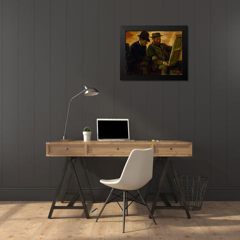 Paul Lafond and Alphonse Cherfils Examining a Painting Black Modern Wood Framed Art Print by Degas, Edgar