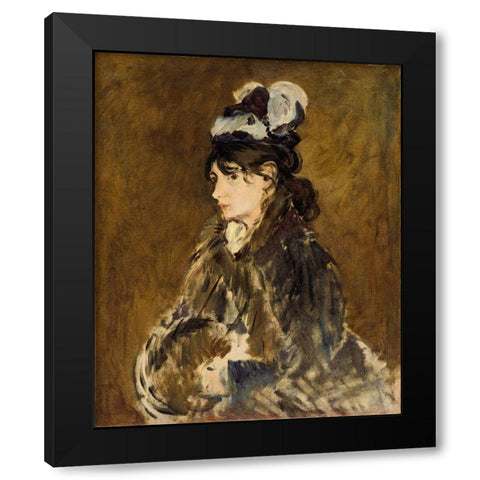 Berthe Morisot Black Modern Wood Framed Art Print by Manet, Edouard