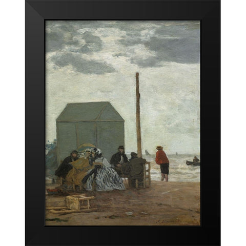 The Beach at Deauville Black Modern Wood Framed Art Print by Boudin, Eugene