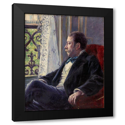 Portrait of a Man Black Modern Wood Framed Art Print by Caillebotte, Gustave