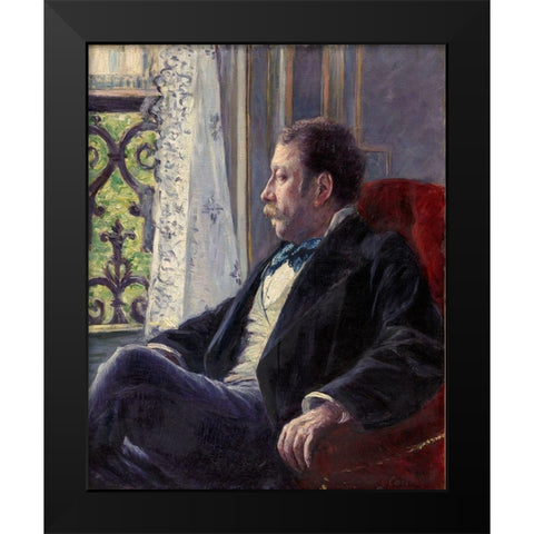 Portrait of a Man Black Modern Wood Framed Art Print by Caillebotte, Gustave