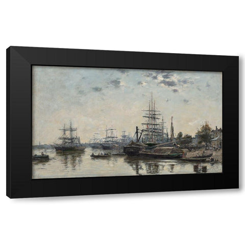 View of Bordeaux, from the Quai des Chartrons Black Modern Wood Framed Art Print with Double Matting by Boudin, Eugene
