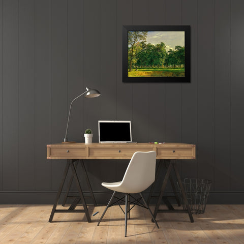 Prater Landscape Black Modern Wood Framed Art Print by Waldmuller, Ferdinand Georg