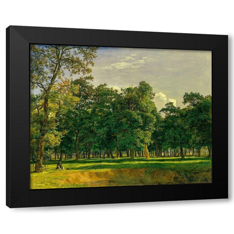 Prater Landscape Black Modern Wood Framed Art Print by Waldmuller, Ferdinand Georg