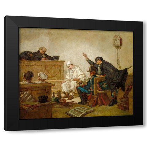 Pierrot in Criminal Court Black Modern Wood Framed Art Print with Double Matting by Couture, Thomas