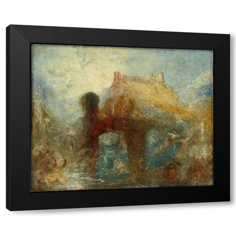 Queen Mabs Cave Black Modern Wood Framed Art Print by Turner, Joseph Mallord William