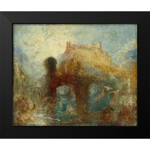 Queen Mabs Cave Black Modern Wood Framed Art Print by Turner, Joseph Mallord William