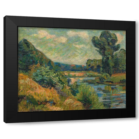 The Banks of the Marne at Charenton Black Modern Wood Framed Art Print by Guillaumin, Armand