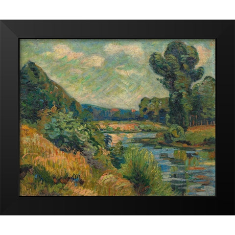 The Banks of the Marne at Charenton Black Modern Wood Framed Art Print by Guillaumin, Armand