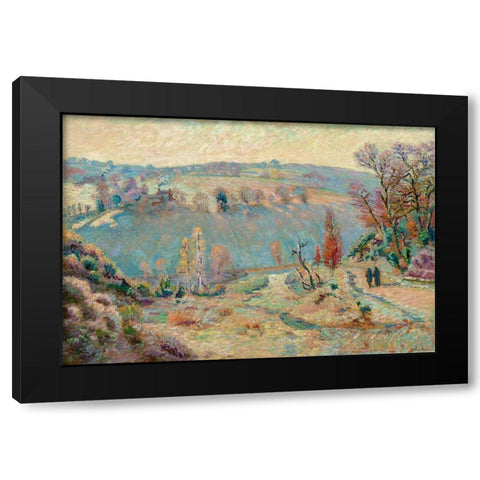 Valley of the Sedelle at Pont Charraud White Frost Black Modern Wood Framed Art Print with Double Matting by Guillaumin, Armand