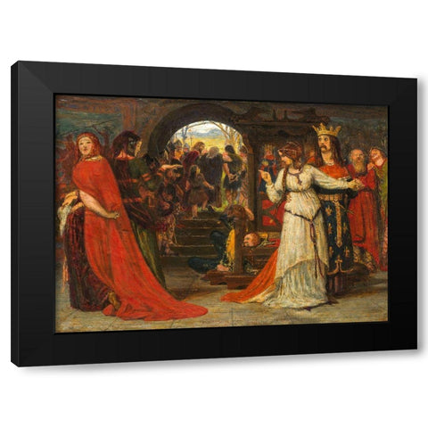 Cordelia Parting from her Sisters Black Modern Wood Framed Art Print with Double Matting by Brown, Ford Madox