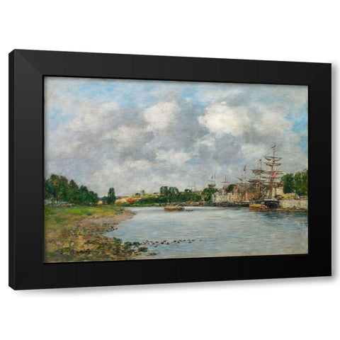 View of the Port of Saint-Valery-sur-Somme Black Modern Wood Framed Art Print with Double Matting by Boudin, Eugene