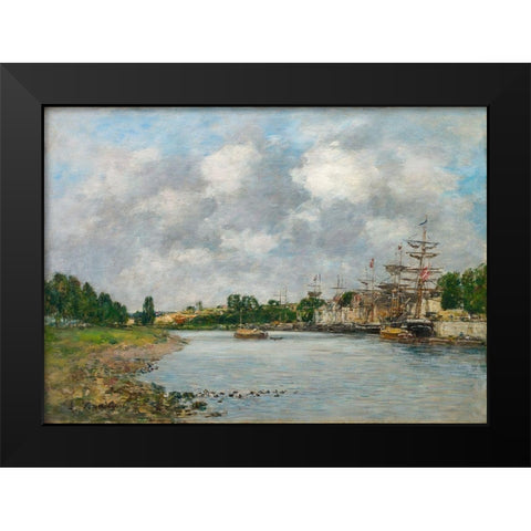 View of the Port of Saint-Valery-sur-Somme Black Modern Wood Framed Art Print by Boudin, Eugene