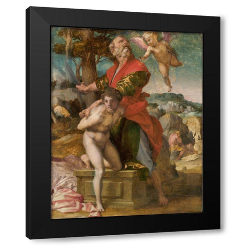 The Sacrifice of Isaac Black Modern Wood Framed Art Print by Sarto, Andrea del