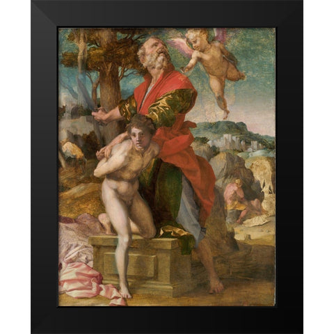 The Sacrifice of Isaac Black Modern Wood Framed Art Print by Sarto, Andrea del