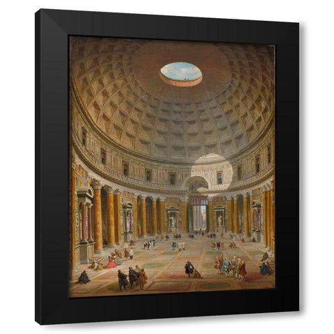 Interior of the Pantheon, Rome Black Modern Wood Framed Art Print with Double Matting by Panini, Giovanni Paolo