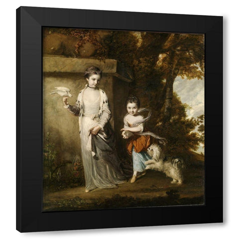 Portrait of the Ladies Amabel and Mary Jemima Yorke Black Modern Wood Framed Art Print by Reynolds, Joshua