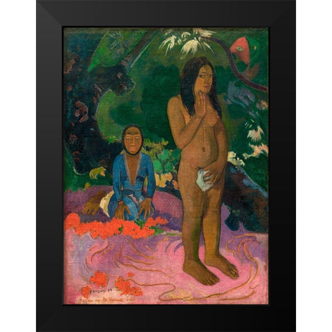 Words of the Devil Black Modern Wood Framed Art Print by Gauguin, Paul