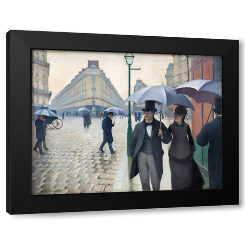 Paris Street; Rainy Day 1877 Black Modern Wood Framed Art Print by Caillebotte, Gustave