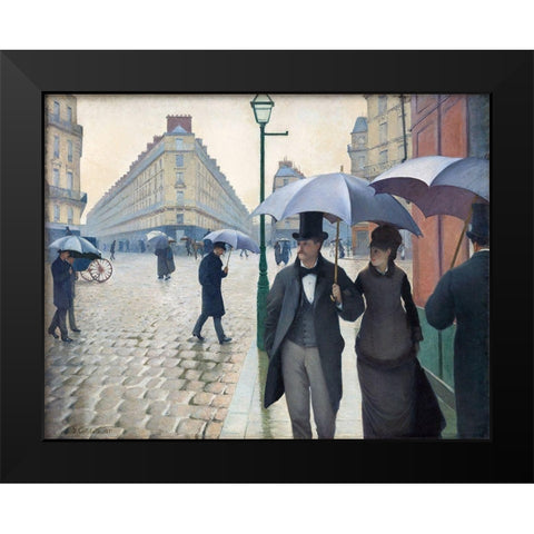 Paris Street; Rainy Day 1877 Black Modern Wood Framed Art Print by Caillebotte, Gustave