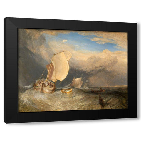 Fishing Boats with Hucksters Bargaining for Fish 1837 Black Modern Wood Framed Art Print with Double Matting by Turner, Joseph Mallord William