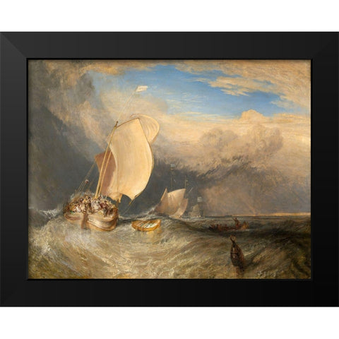Fishing Boats with Hucksters Bargaining for Fish 1837 Black Modern Wood Framed Art Print by Turner, Joseph Mallord William