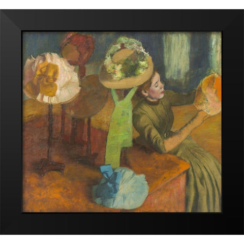 The Millinery Shop Black Modern Wood Framed Art Print by Degas, Edgar
