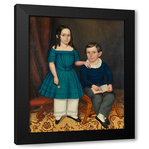 John and Louisa Stock 1845 Black Modern Wood Framed Art Print by Joseph Whiting StockÂ