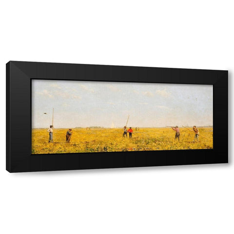 Pushing for Rail Black Modern Wood Framed Art Print with Double Matting by Eakins, Thomas