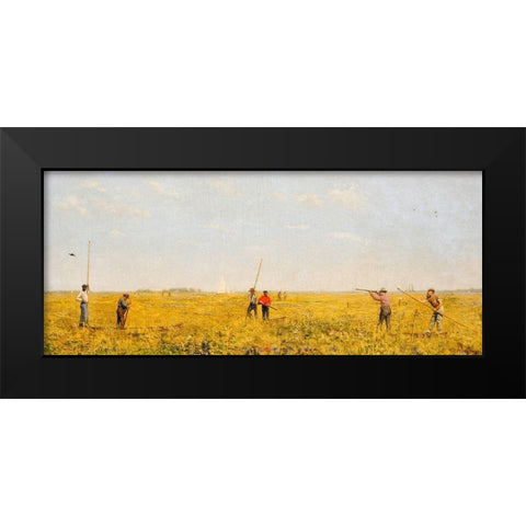 Pushing for Rail Black Modern Wood Framed Art Print by Eakins, Thomas
