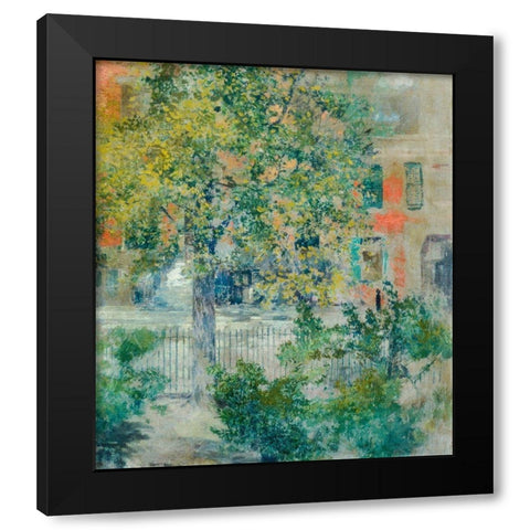 View from the Artists Window, Grove Street Black Modern Wood Framed Art Print by Blum, Robert Frederick