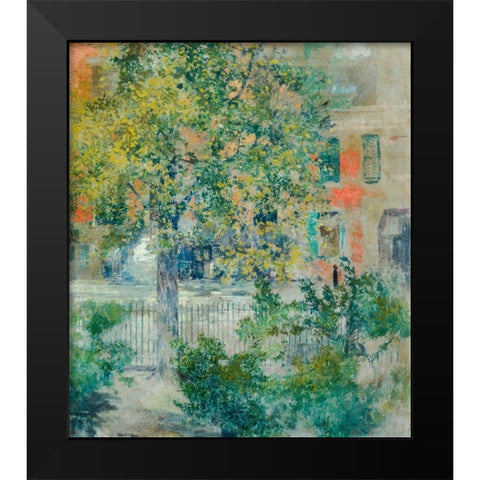 View from the Artists Window, Grove Street Black Modern Wood Framed Art Print by Blum, Robert Frederick