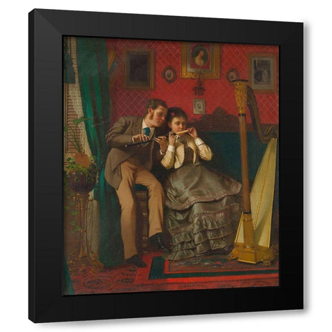The Music Lesson Black Modern Wood Framed Art Print with Double Matting by Brown, John George