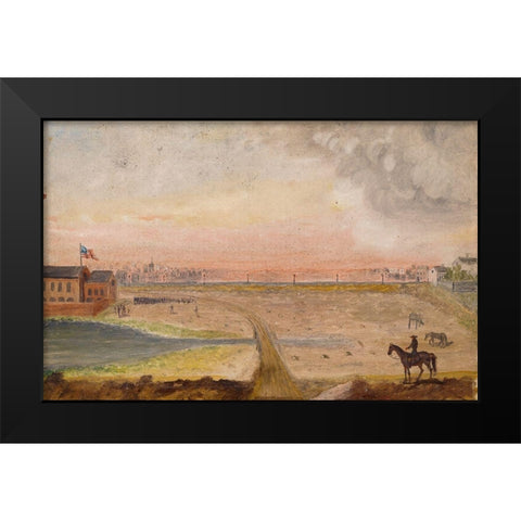 Militia Drilling Black Modern Wood Framed Art Print by Chappel, William P.