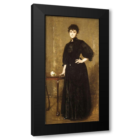 Lady in Black Black Modern Wood Framed Art Print by Chase, William Merritt